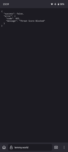 A firefox error pahe with a 403 threat blocked status.